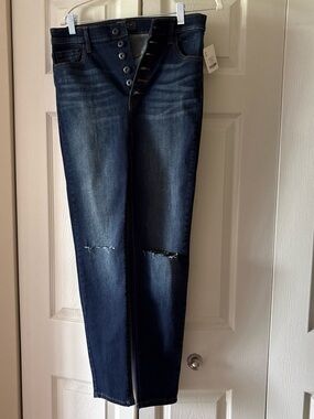 Skinny Button-Fly Dark Indigo Jeans